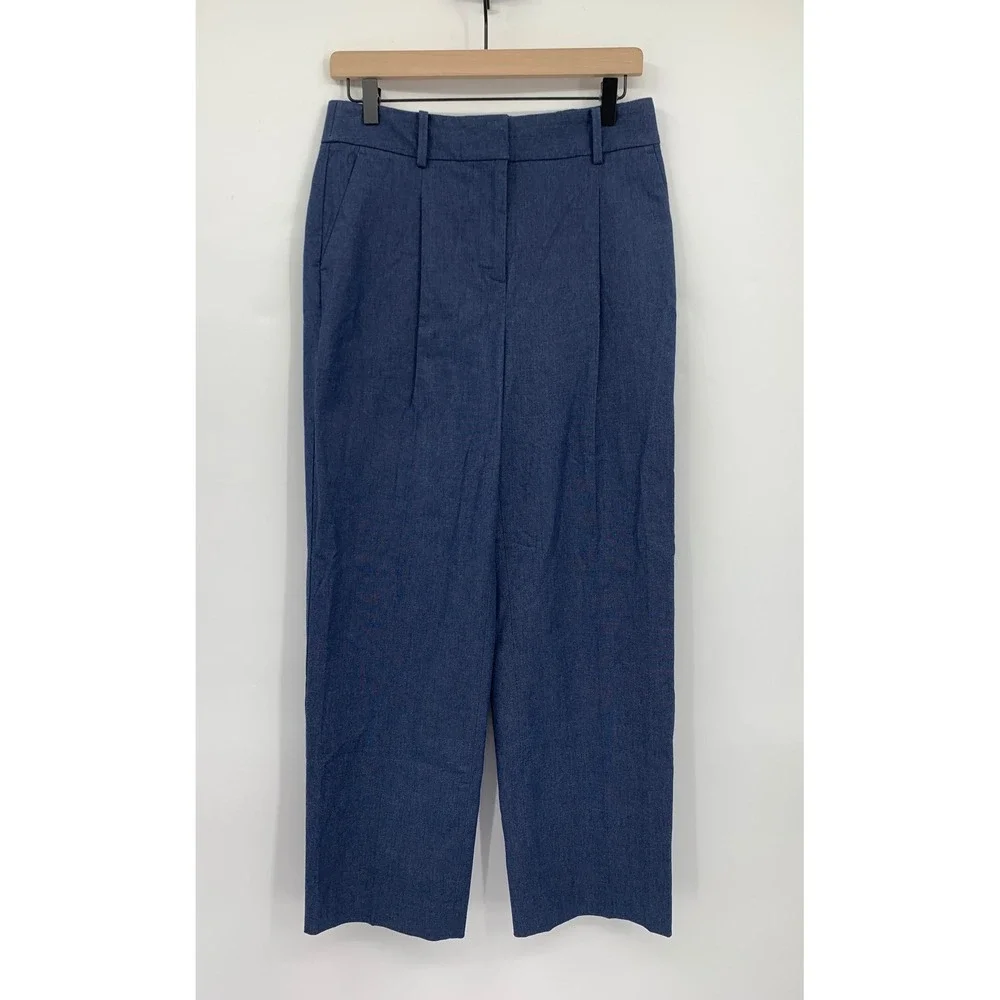 Talbots Pants Womens 4 Blue Bristol High Waist Straight Leg Ankle NEW